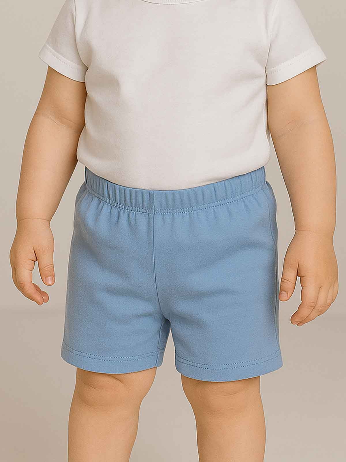 Baby Girls Knit Shorts With Frill Trims Blue