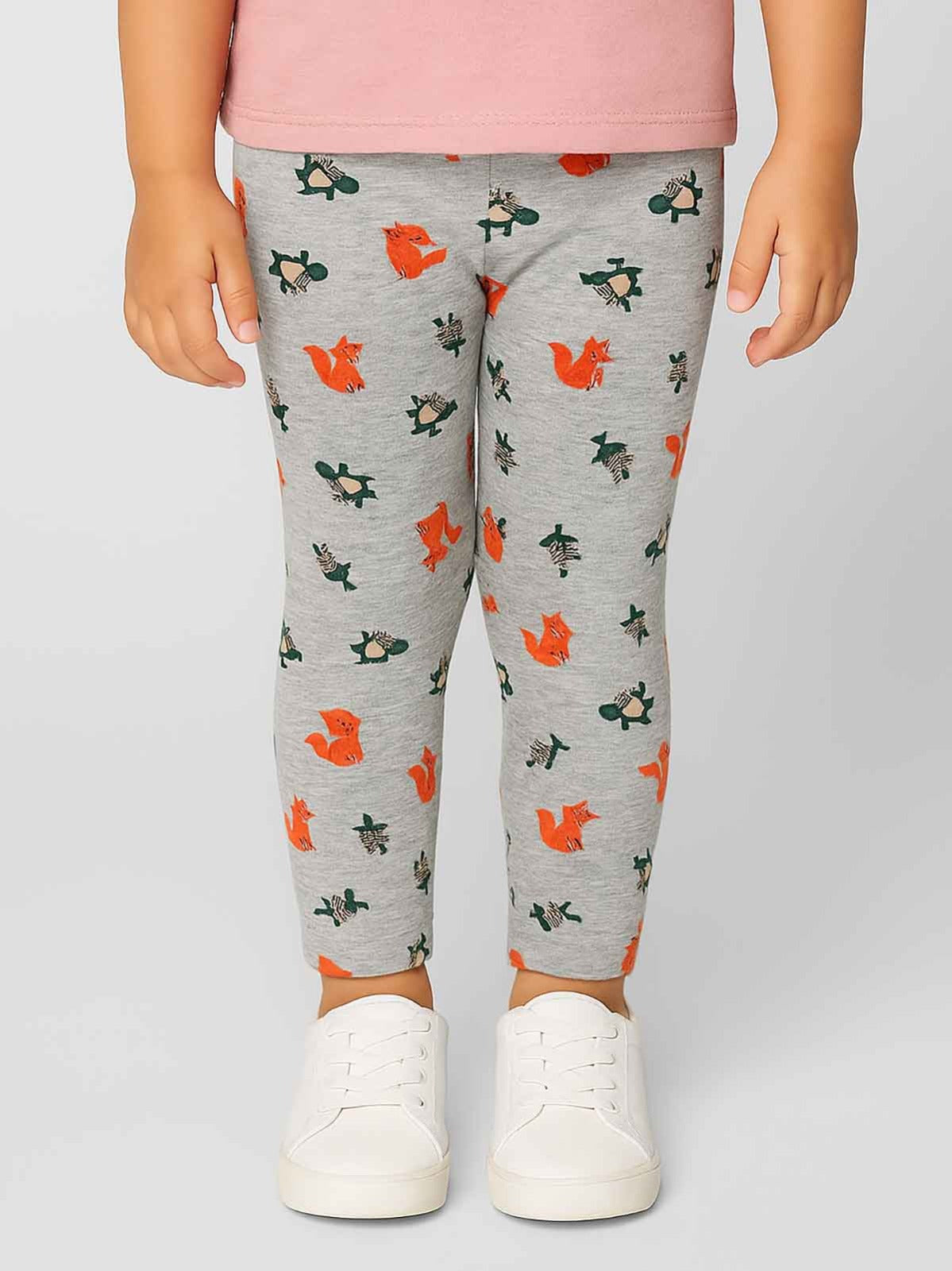 Baby Girls Stretch Grey AOP Legging