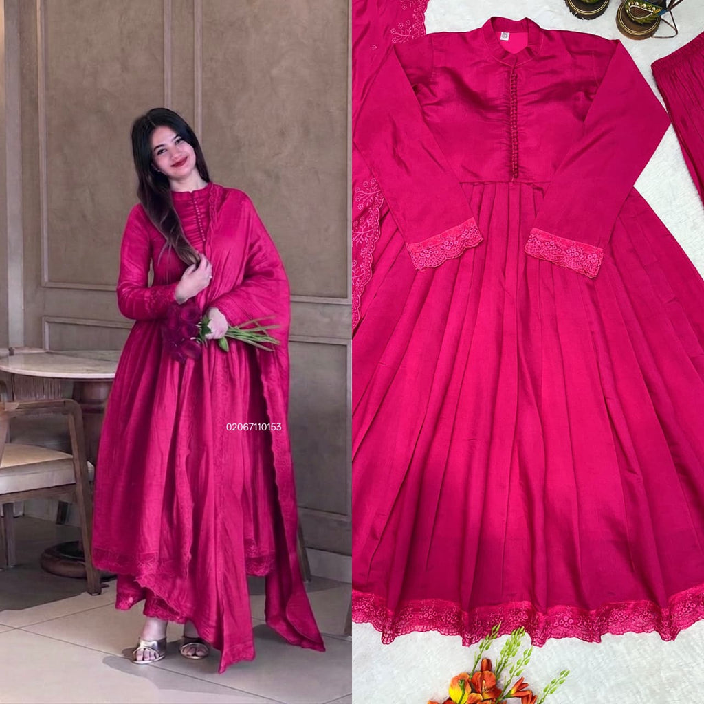 Heavy Roman Silk Dress With Rich Embroidery Dress