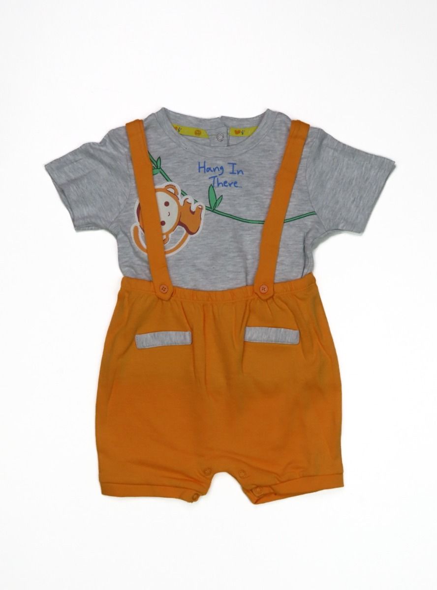 Baby Boys 2 Pc Set Grey Melange/Orange