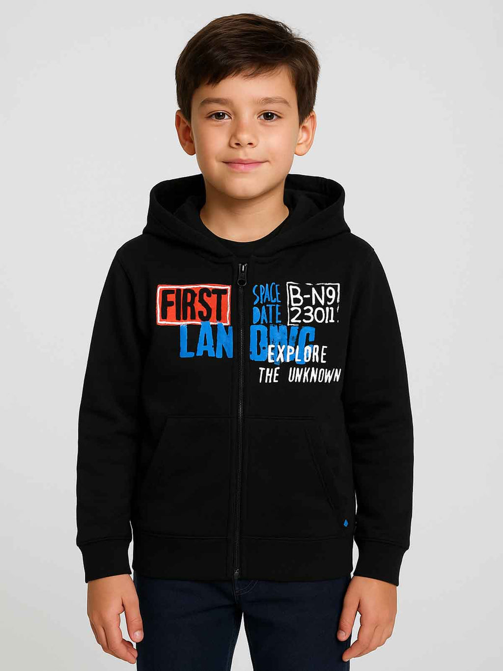 Boys Full Zipper Fleece Sweatshirt With Hood