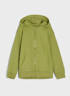 Girls Full Zipper Green Sweatshirt