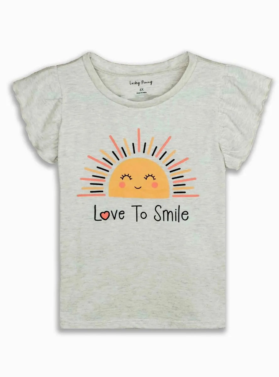 Girls Printed Top | Beige