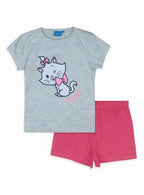 Girls Printed Shorty Set Grey-Pink