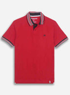 Mens Red Black Collar T Shirt